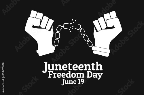 Juneteenth, Freedom Day. June 19. Holiday concept. Template for background, banner, card, poster with text inscription. Vector EPS10 illustration.