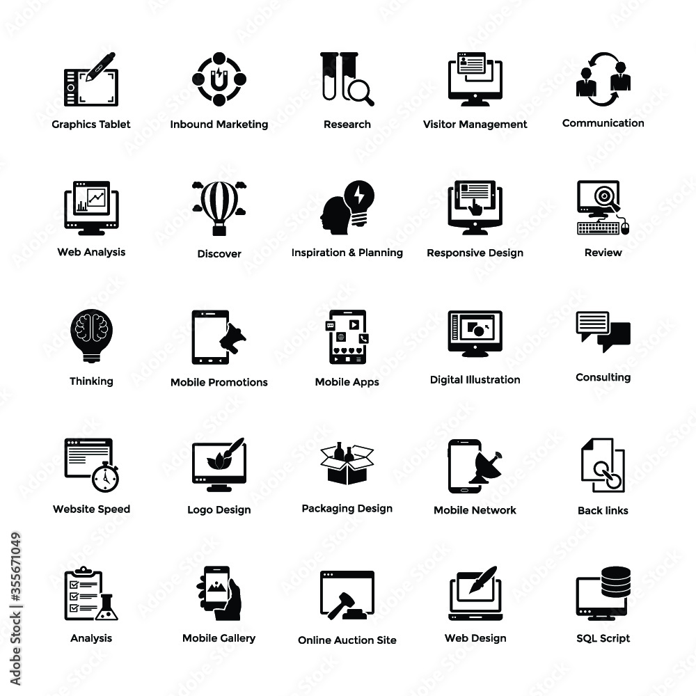 
Solid Icons Design Set Web and Graphic Designing
