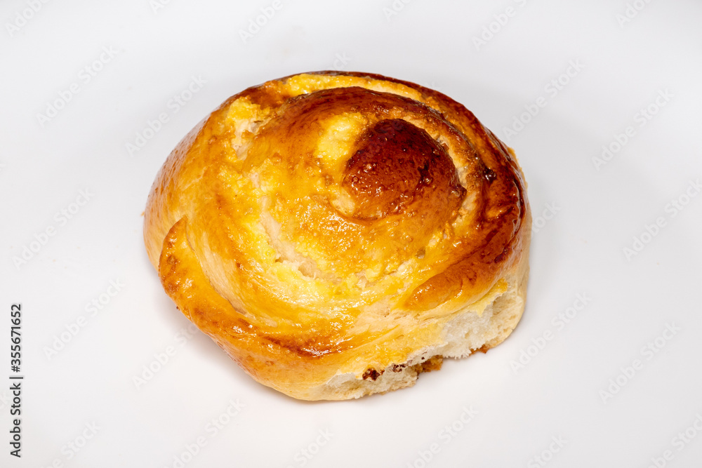Isolated pattie with cottage cheese on a white background