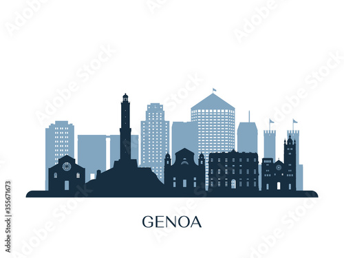 Genoa skyline  monochrome silhouette. Vector illustration.