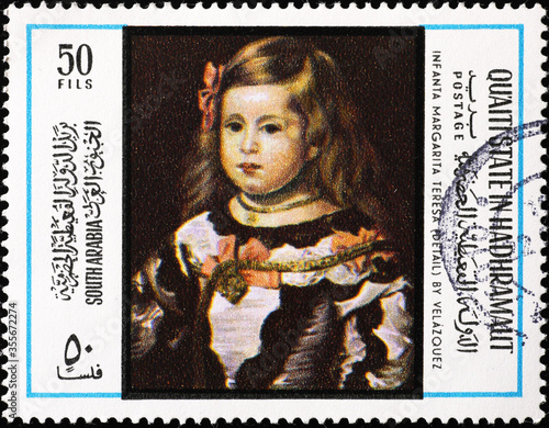Infanta Margarita Teresa by Velazquez on postage stamp photo