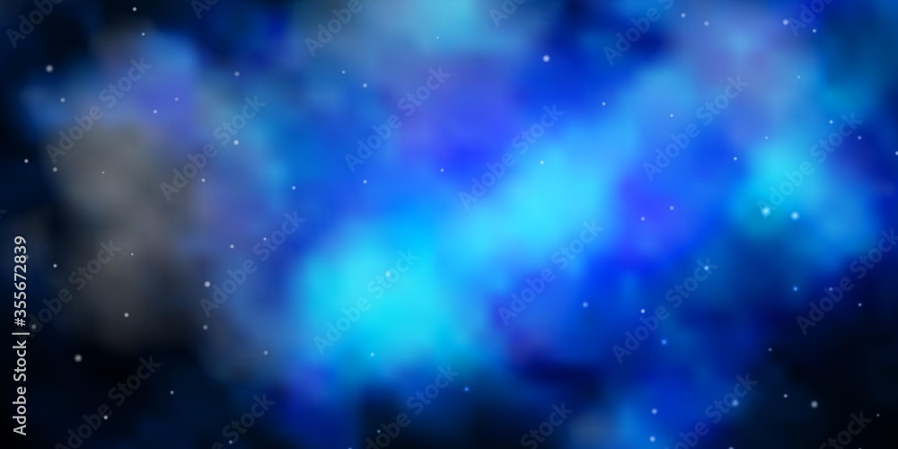 Fototapeta premium Dark BLUE vector texture with beautiful stars. Shining colorful illustration with small and big stars. Pattern for new year ad, booklets.