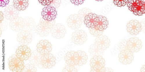 Light Red vector doodle texture with flowers.