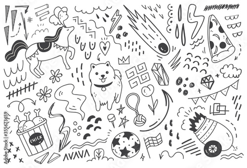 Abstract mix doodle vector illustration