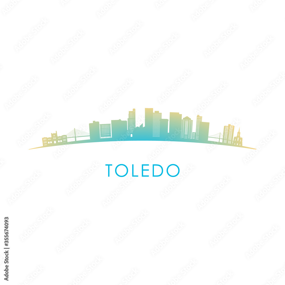 Toledo USA skyline silhouette. Vector design colorful illustration.