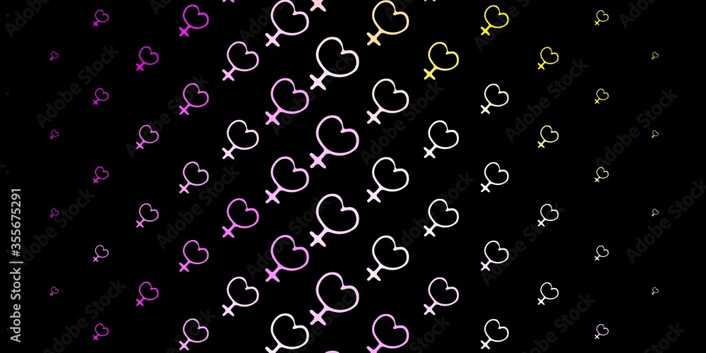 Dark Pink, Yellow vector backdrop with woman's power symbols. Dark Pink, Yellow vector backdrop with woman's power symbols.