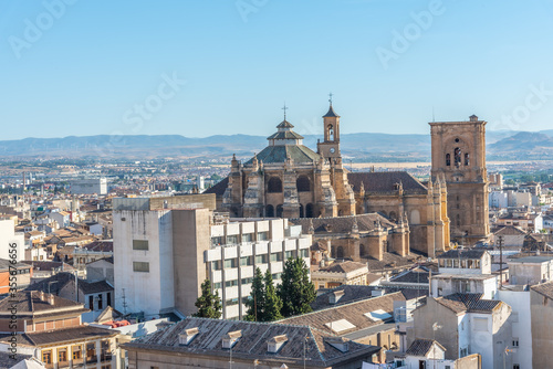 Aerial view of cathedral of Granada in Spain during summer photo