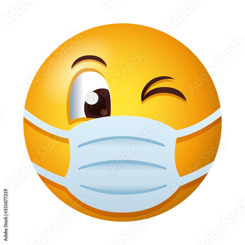 emoji wearing medical mask degradient style