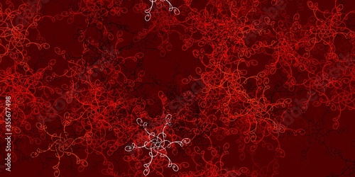 Light Red, Yellow vector pattern with curves.