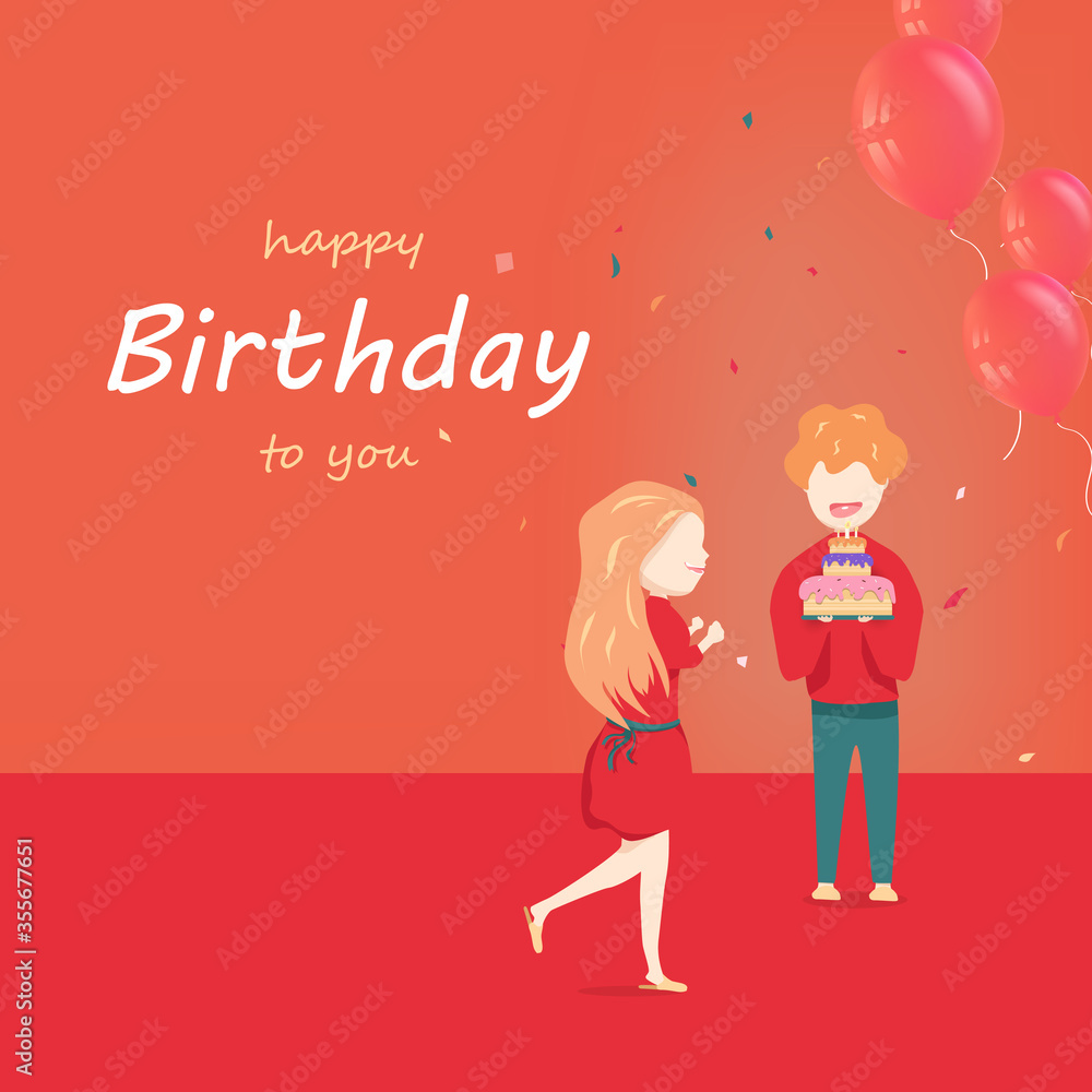 Happy Birthday, celebration party Christmas concept characters Happy Birthday, celebration party Christmas concept characters