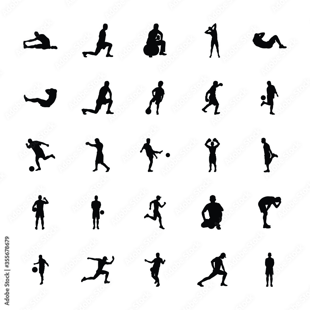 
Fitness Exercise Silhouettes Vectors Set
