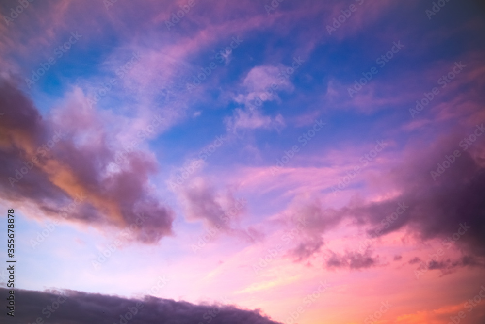 Beautiful colorful sunset sky with cloud