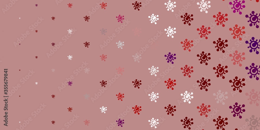Light Red vector background with covid-19 symbols.