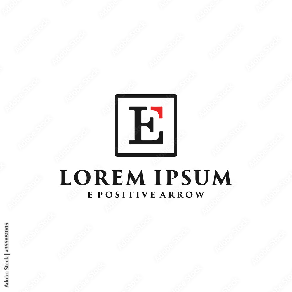 Obraz premium E positive arrow logo with simple geometric designs