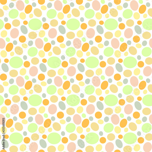 Vector seamless pattern of little specks of orange, yellow, pink, light green and gray colors. Simple geometric texture of pebble in light tones
