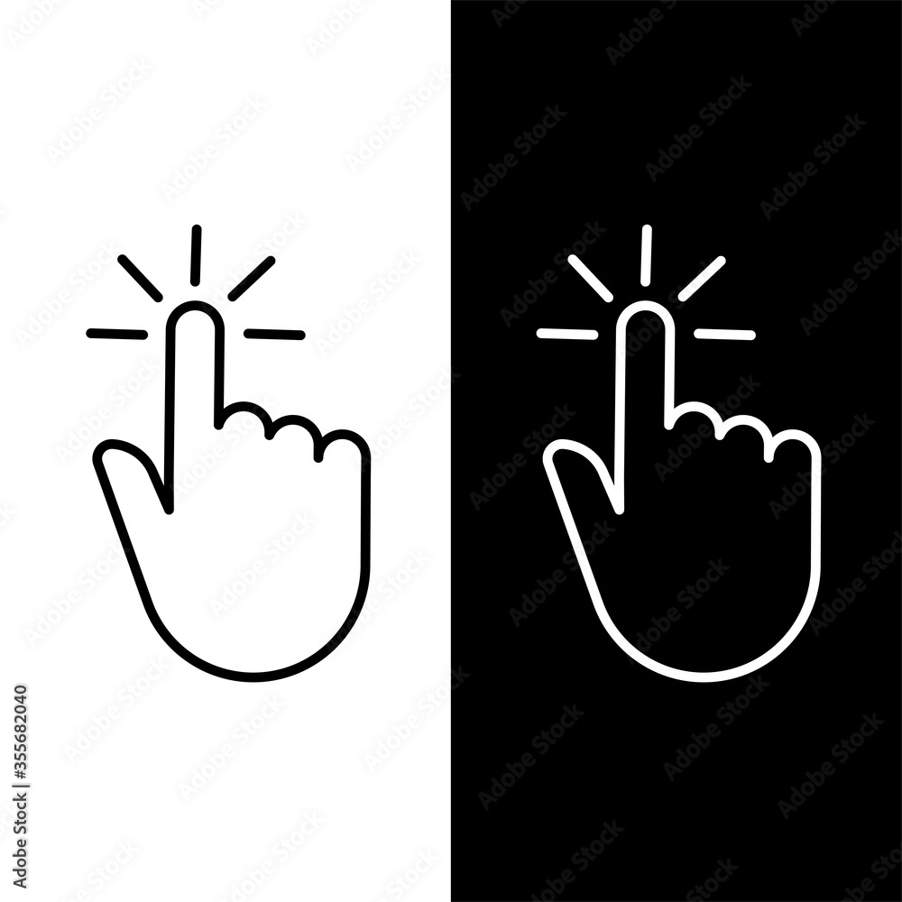 Fototapeta premium Hand clicking vector icon. Pointer Icons for design projects. Clicking finger on white background.
