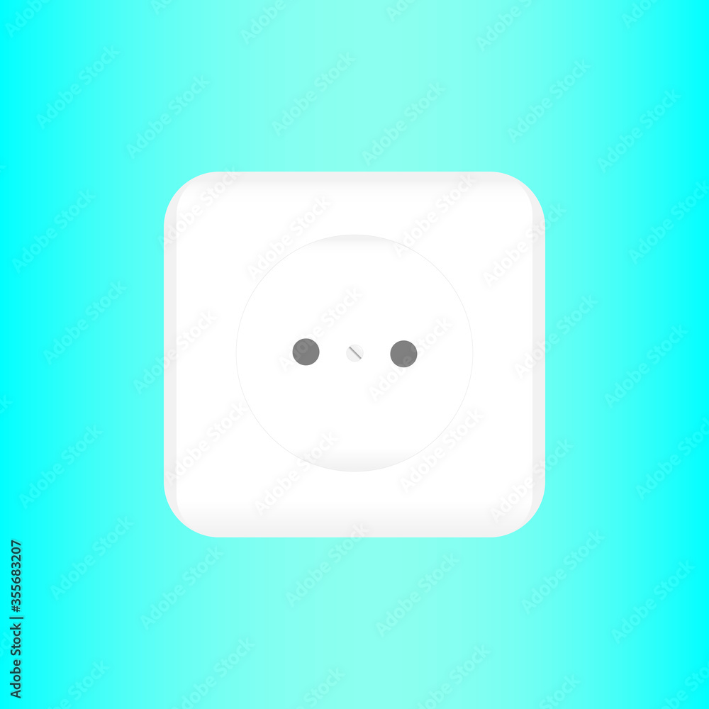 white power socket on a blue background. The concept of repair of premises. white power socket on a blue background. The concept of repair of premises.