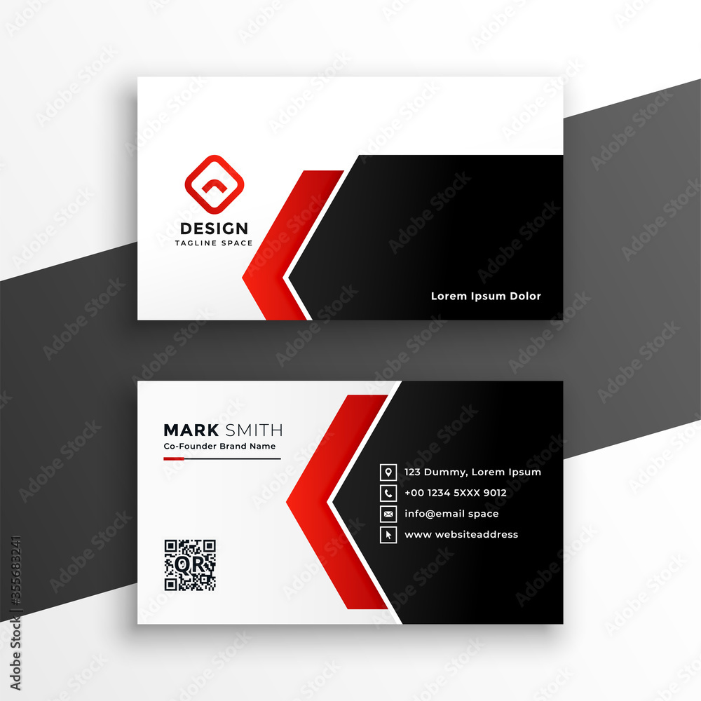 elegant red business card with geometric shapes elegant red business card with geometric shapes