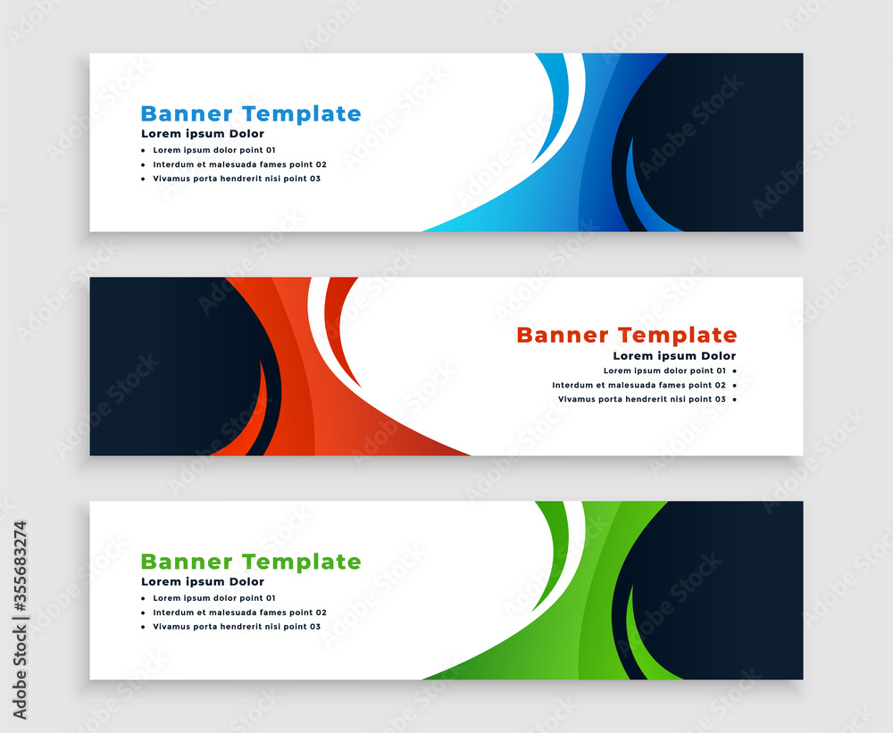set of modern business banners with curvy shape