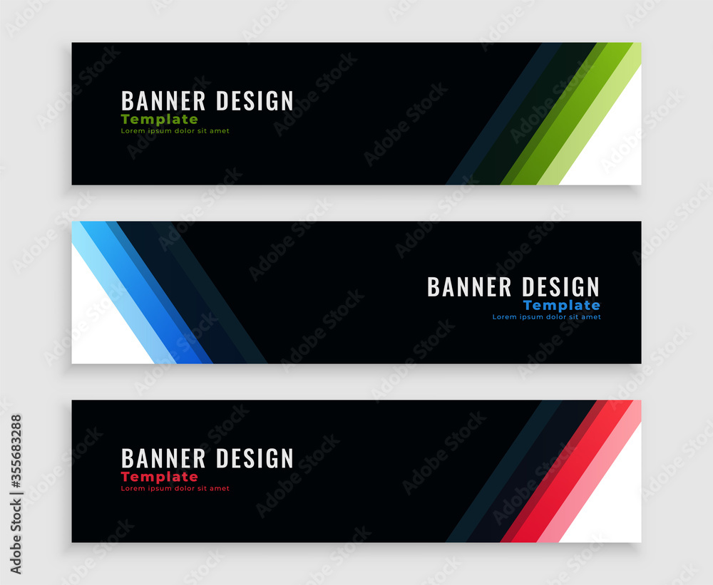 Fototapeta premium modern dark business banners set in three colors
