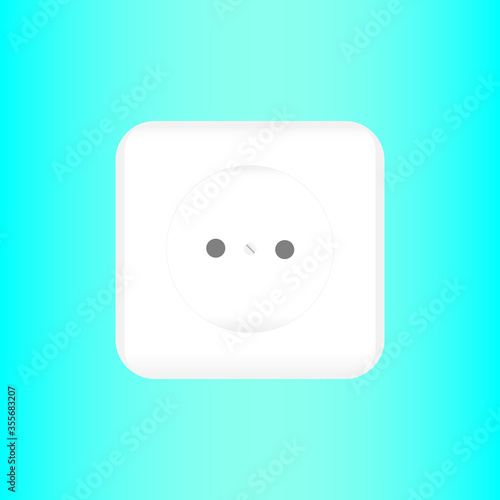 white power socket on a blue background. The concept of repair of premises.