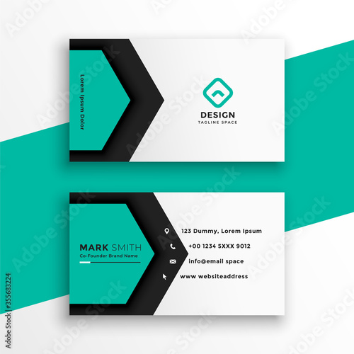 elegant turquoise color hexagonal shape business card
