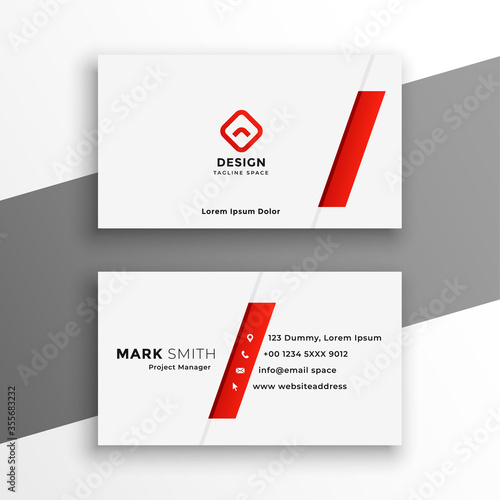 white and red business card elegant design