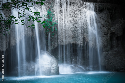 Jungle landscape with Erawan waterfall. Kanchanaburi  Thailand