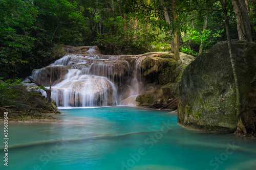 Jungle landscape with Erawan waterfall. Kanchanaburi, Thailand © PerfectLazybones