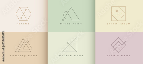 minimal logo design set of six template