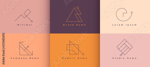 six minimal brand logo style collection design