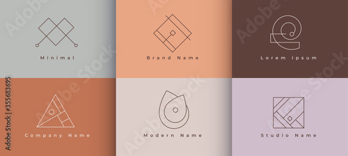 minimal logo collection in geometric style design