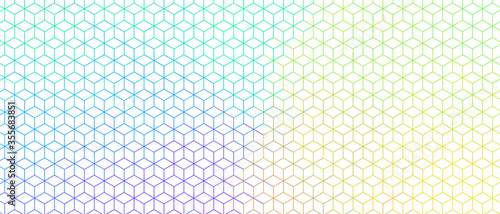 colorful hexagonal line wide pattern design banner
