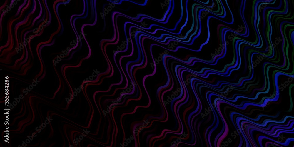 Fototapeta premium Dark Multicolor vector background with curves. Bright sample with colorful bent lines, shapes. Pattern for commercials, ads.