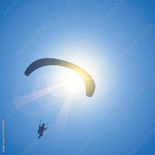 paragliding in blue sunny sky summer background vector illustration EPS10