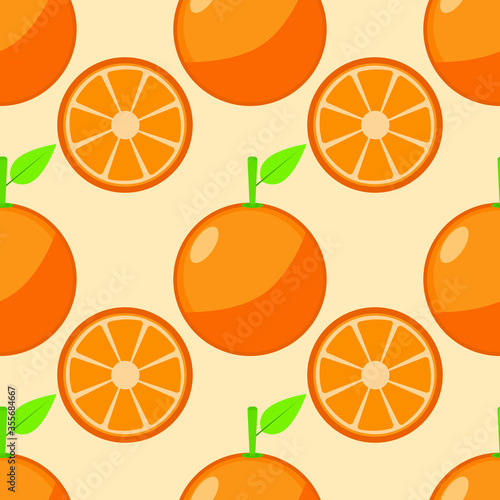 Seamless background of Orange fruit. Orange flat style. Vector illustration.