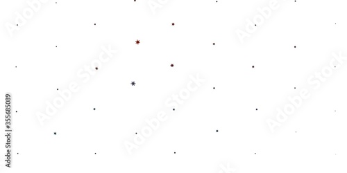 Light blue, red vector background with covid-19 symbols.