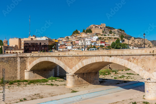 Lorca castle viewed from behind Guadalentin river, Spain photo