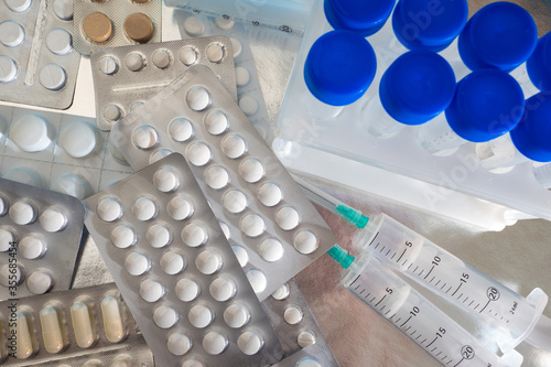 Pills and capsule in bliste...