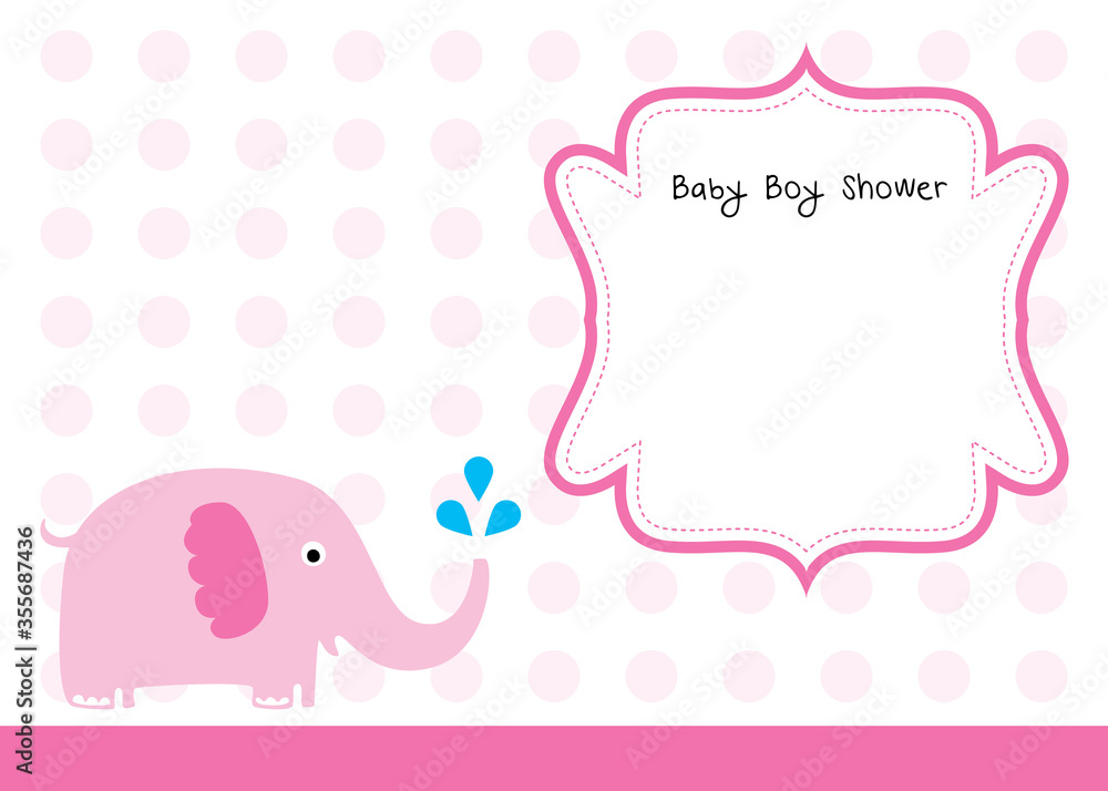 cute baby arrival announcement card with cute elephant graphic	
