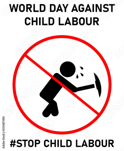 World day against child labor vector.icon to ban child labour.stop child labour.