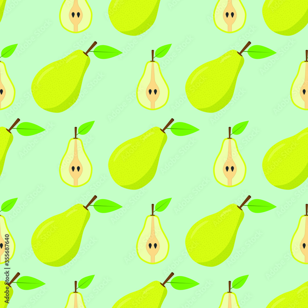 Seamless background of pear fruit. Pear flat style. Vector illustration. Seamless background of pear fruit. Pear flat style. Vector illustration.