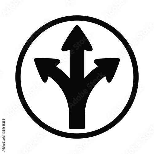 turn left or right or go straight sign, turn left or right signal, traffic sign vector