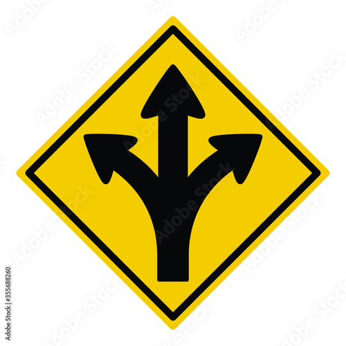 turn left or right or go straight sign, turn left or right signal, traffic sign vector