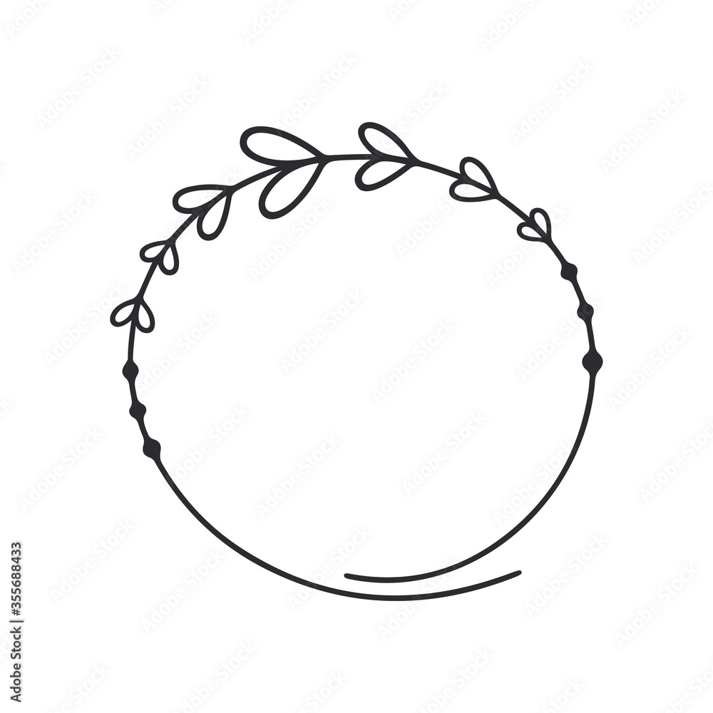 Wreath with hearts. Wedding Frame. Round frame with hearts. Hand drawn floral wreaths. Vector hand drawn design element. Round border with space for text. Wreath with hearts. Wedding Frame. Round frame with hearts. Hand drawn floral wreaths. Vector hand drawn design element. Round border with space for text.