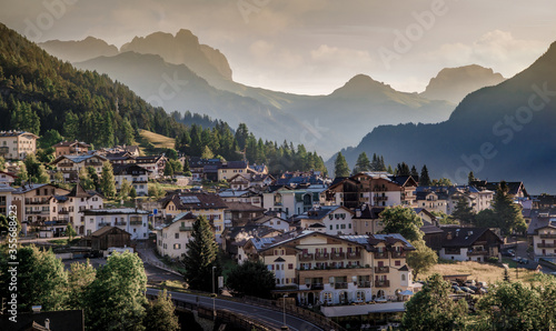 Countryside view ,Dolomites mountains in background, Italy, Europe