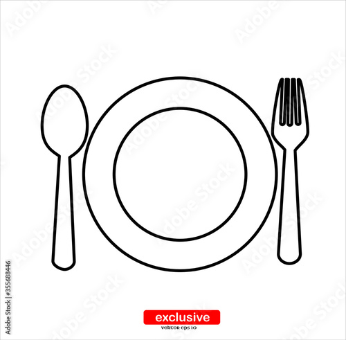 spoon and fork icon.Flat design style vector illustration for graphic and web design.