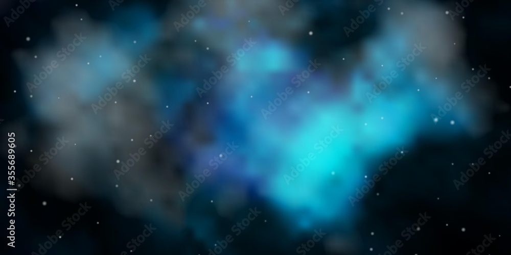 Dark BLUE vector template with neon stars. Decorative illustration with stars on abstract template. Best design for your ad, poster, banner.