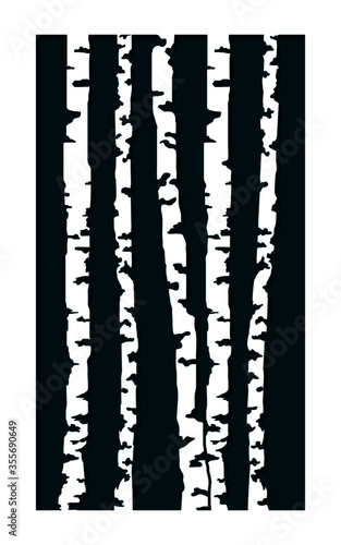 Stencil. Laser cutting template. Birch grove background. Vector birch or aspen simple trees. Birch forest. Tree silhouette illustration. 