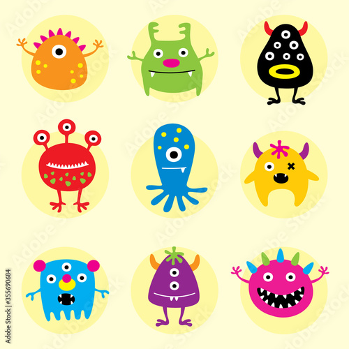 cute monsters cartoon vector